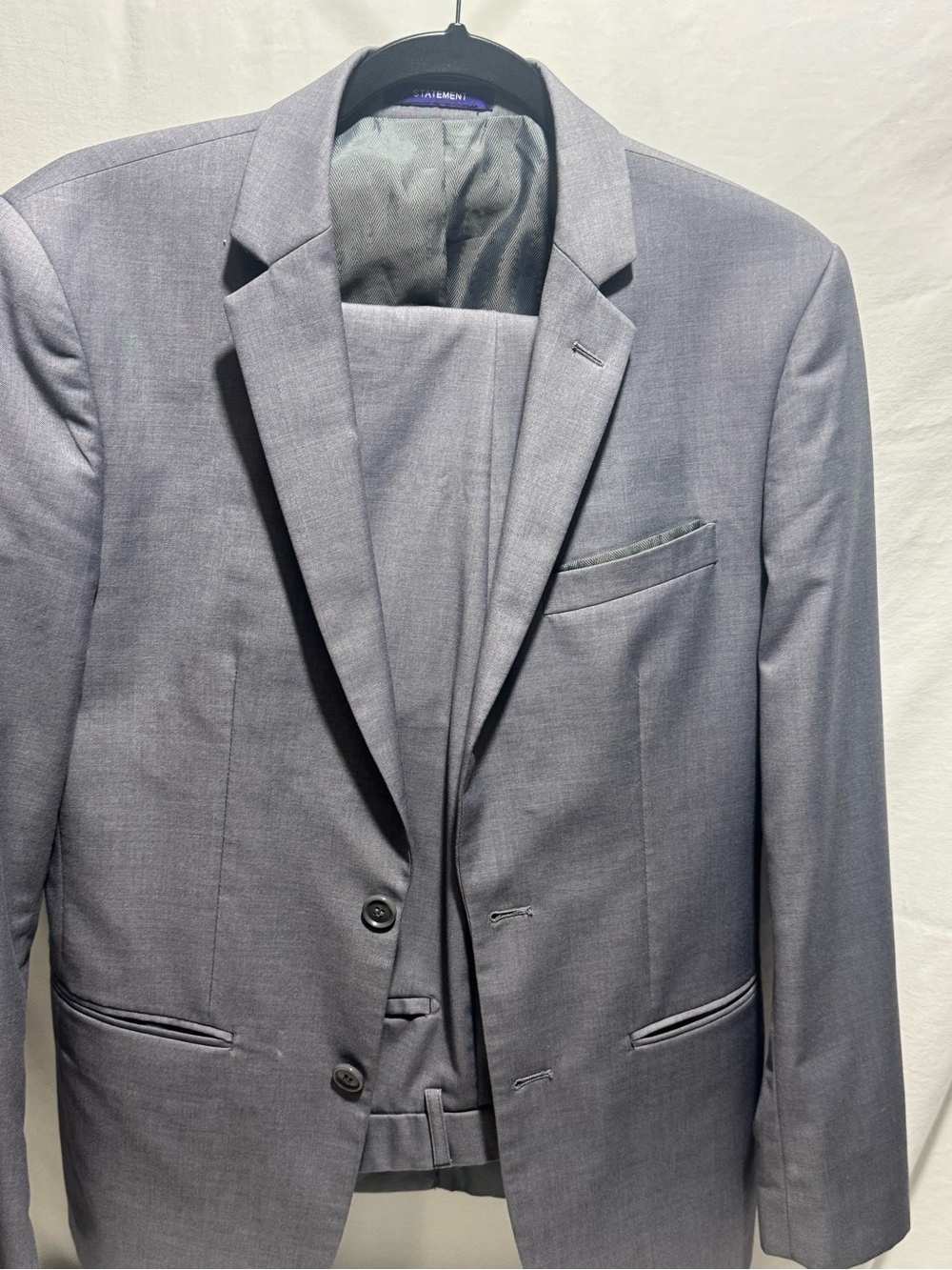 STATE Light Gray Two-Button Men's Suit Jacket
